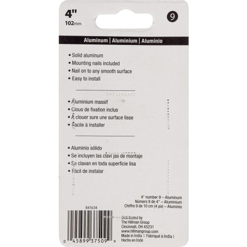 Hillman Nail-On House Number 9 Aluminum