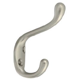Hat Coat Hook, Heavy-Duty, Satin Nickel, Holds Long