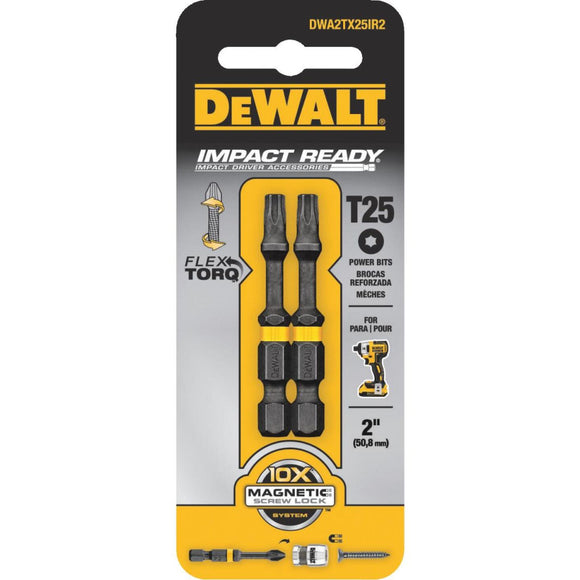 DeWalt FlexTorq 2 In. T25 TORX Power Impact Screwdriver Bit (2-Pack)